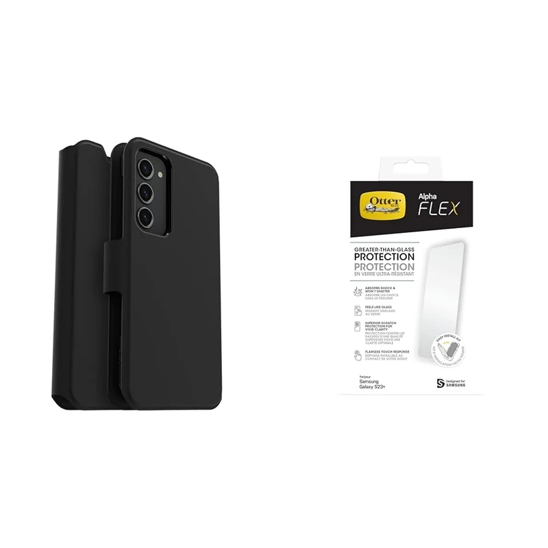 OtterBox Strada Via Samsung Galaxy S23+ Black Night - black with Premium Glass Screen Protector