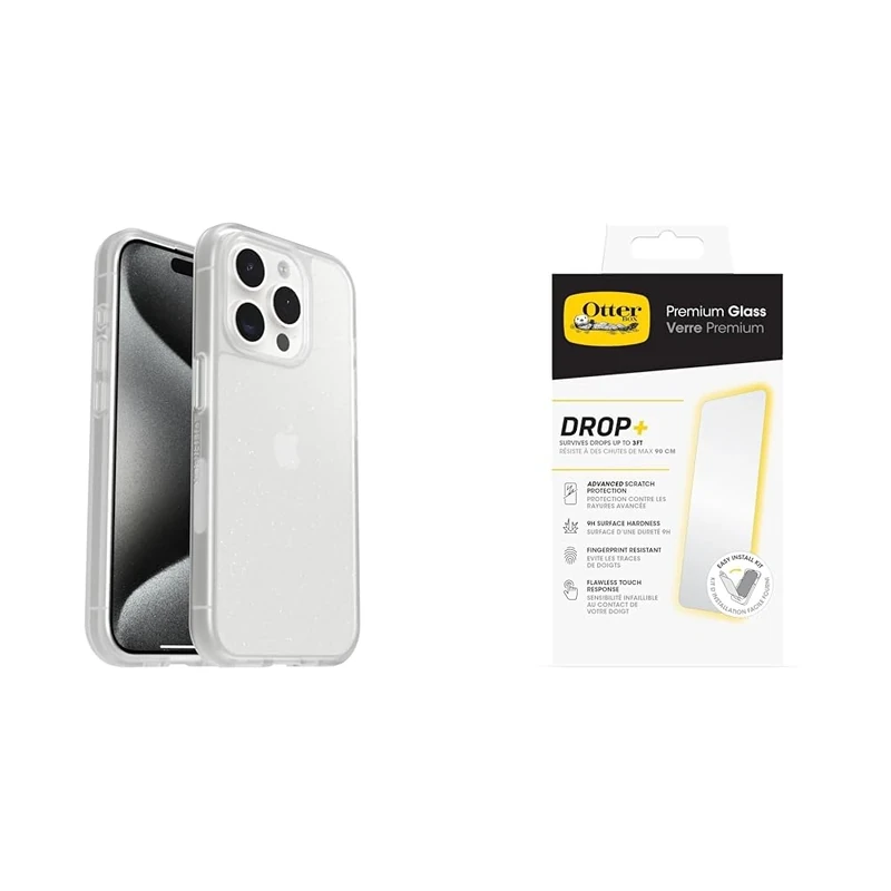 OtterBox Protective Sleek Case Apple iPhone 15 Pro Stardust - clear - ProPack with Premium Tempered Glass Protector