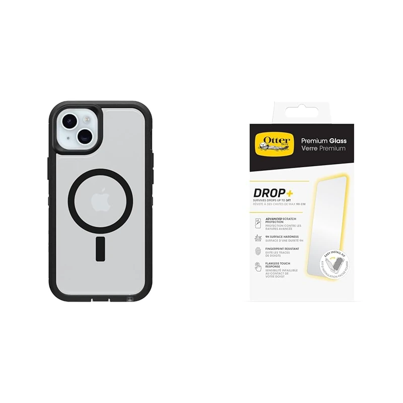 OtterBox Defender XT Clear Apple iPhone 15 Plus/iPhone 14 Plus Dark Side - clear/black - ProPack with Premium Tempered Glass Protector
