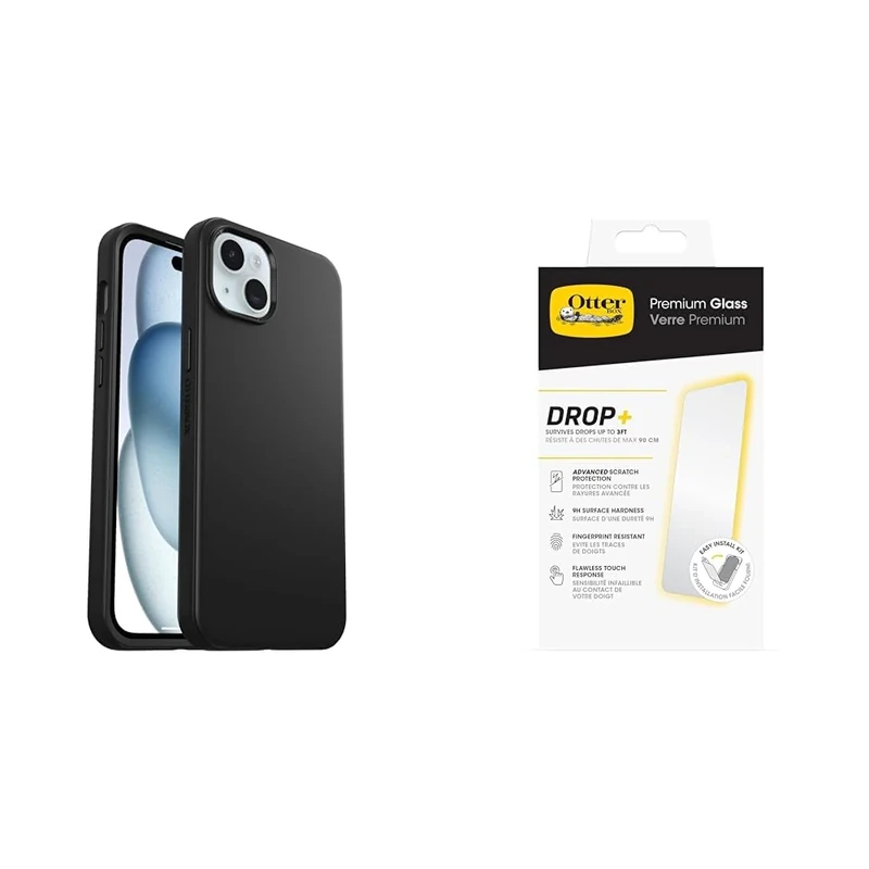 OtterBox Symmetry MagSafe Apple iPhone 15 Plus/iPhone 14 Plus - black - ProPack with Premium Tempered Glass Protector
