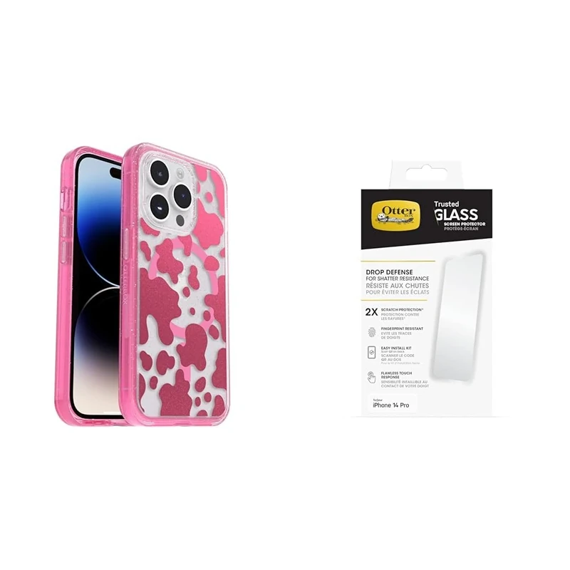 OtterBox Symmetry Plus Clear Apple iPhone 14 Pro DISCO COWGIRL with Premium Tempered Glass Protector