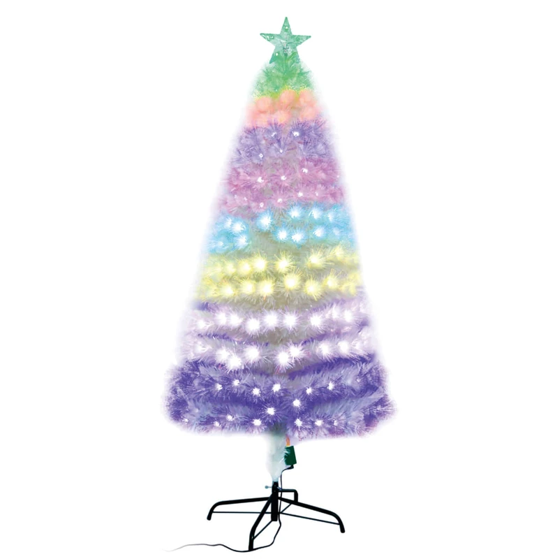 VoltShine Fibre Optic Tree Low Voltage 120cm RGBY Colours Ideal for Christmas Decoration and Festive Atmosphere, Image - Image 1