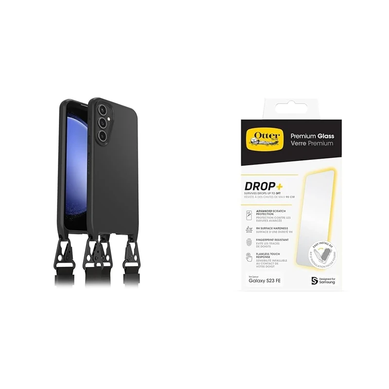 OtterBox React Necklace (lanyard) Samsung Galaxy S23 FE - black - ProPack with Premium Glass Screen Protector