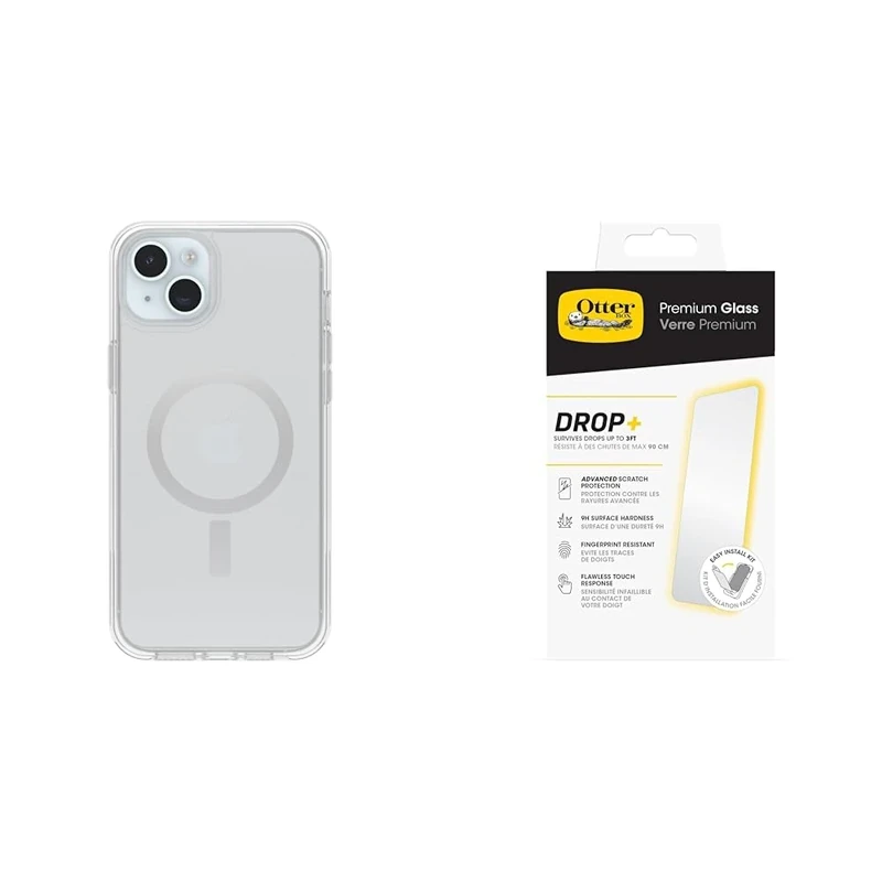 OtterBox Symmetry Clear MagSafe Apple iPhone 15 Plus/iPhone 14 Plus - clear - ProPack with Premium Tempered Glass Protector