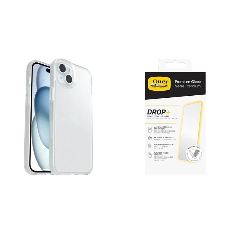 OtterBox Protective Sleek Case Apple iPhone 15 Plus/iPhone 14 Plus Stardust - clear - ProPack with Premium Tempered Glass Protector