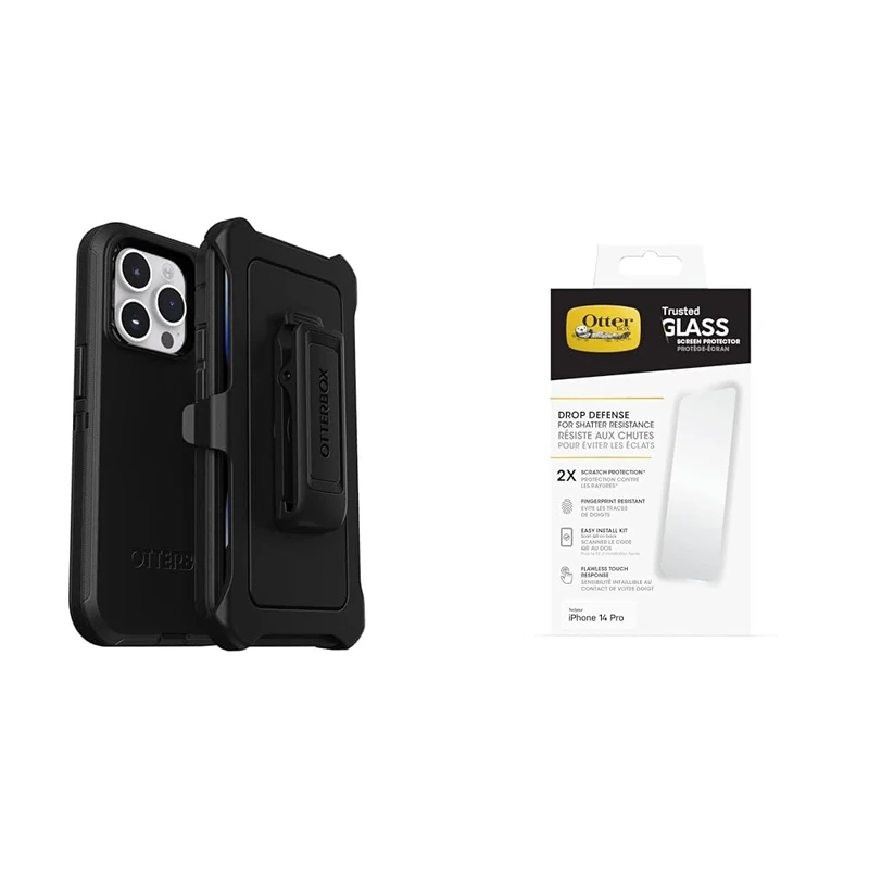 OtterBox Defender Apple iPhone 14 Pro - black with Premium Tempered Glass Protector