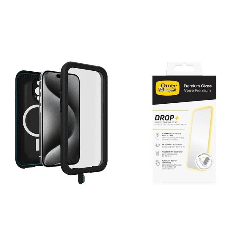 OtterBox Fre MagSafe Apple iPhone 15 Pro - black with Premium Tempered Glass Protector