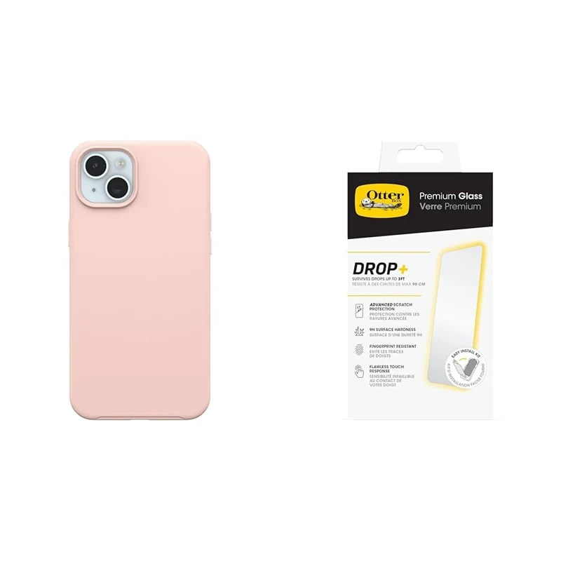 OtterBox Symmetry MagSafe Apple iPhone 15 Plus/iPhone 14 Plus Ballet Shoes - rose with Premium Tempered Glass Protector