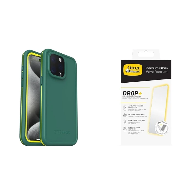 OtterBox Fre MagSafe Apple iPhone 15 Pro Max Pine - green with Premium Tempered Glass Protector