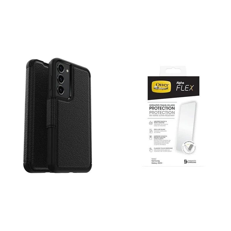 OtterBox Strada Samsung Galaxy S23+ Shadow - black with Premium Glass Screen Protector