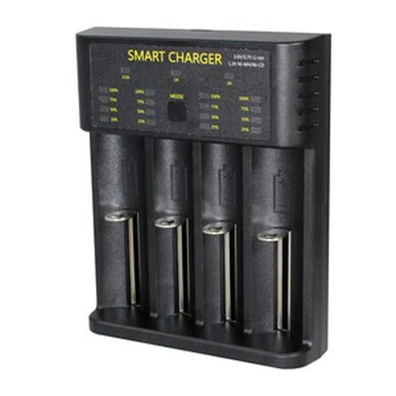 VoltShine Rechargeable Li-Ion/Ni-MH/Ni-CD Battery Charger up to 4 Batteries at a Time Compatible with up to 5 Different Battery Sizes (Universal by USB)