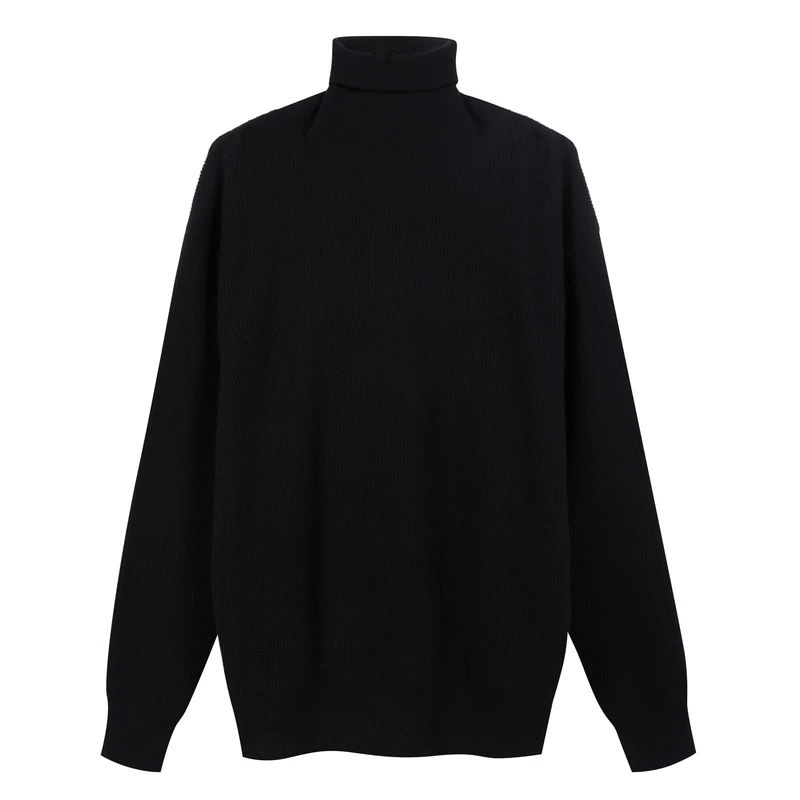Diana Studio - Men's Cashmere & Wool Turtleneck, Long Sleeve, Casual Fit, Black, S, Black, S-XXL