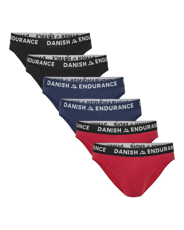 DANISH ENDURANCE Men's Bamboo Briefs, Ultra Soft Underwear, Comfortable, Tag-free, 6 Pack Multicolour (2xBlack/Navy, 2xRed/White) 3XL