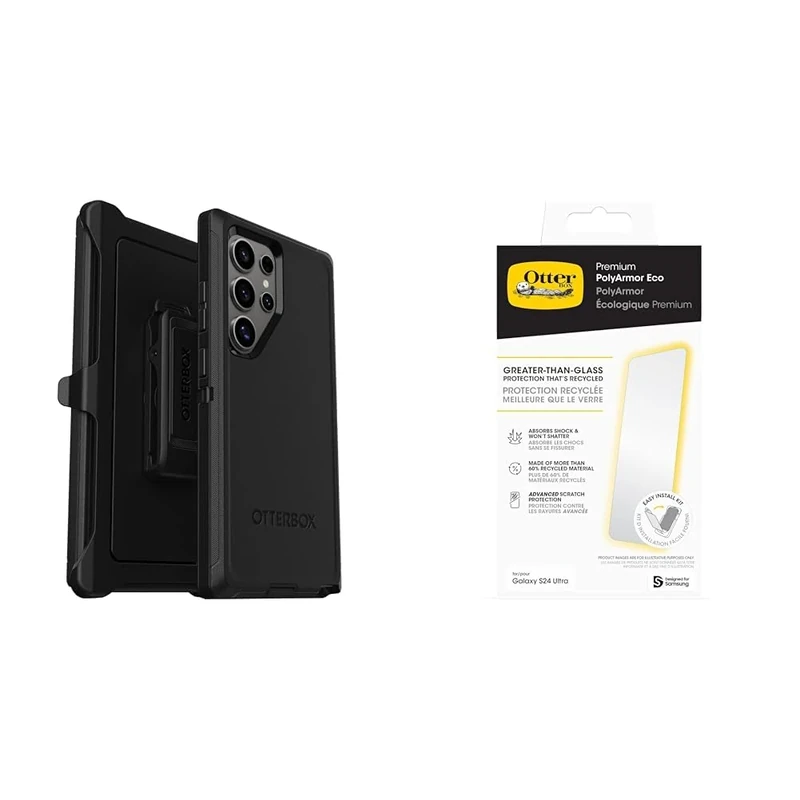 OtterBox Defender Samsung Galaxy S24 Ultra - black with Premium Glass Screen Protector