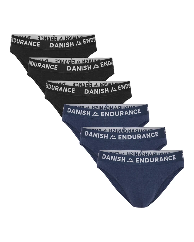 DANISH ENDURANCE Men's Bamboo Briefs, Ultra Soft Mens Underpants, Comfortable, Tag-free, 6 Pack, Multicolour (3xblack/White, 3xnavy/White), 3XL