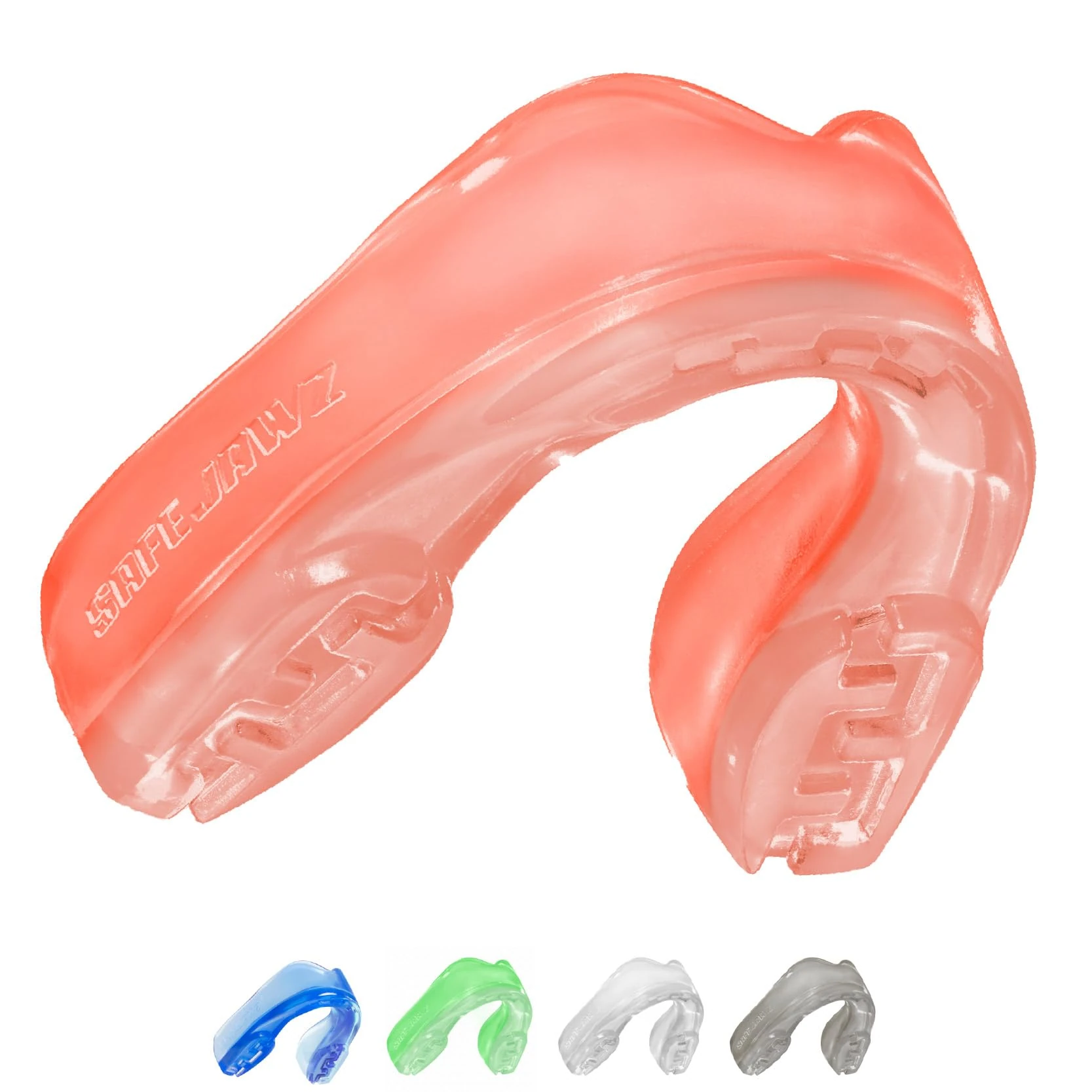 SafeJawz Elements Sports Mouthguard, Dual Layer Premium Protection Adult and Junior Gum Shield with Case for Boxing, MMA, Rugby, Martial Arts, Judo and All Contact Sports (Fire, Adult (12+))