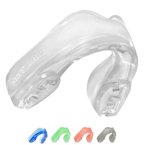SafeJawz Elements Sports Mouthguard, Dual Layer Premium Protection Adult and Junior Gum Shield with Case for Boxing, MMA, Rugby, Martial Arts, Judo and All Contact Sports (Wind, Adult (12+))
