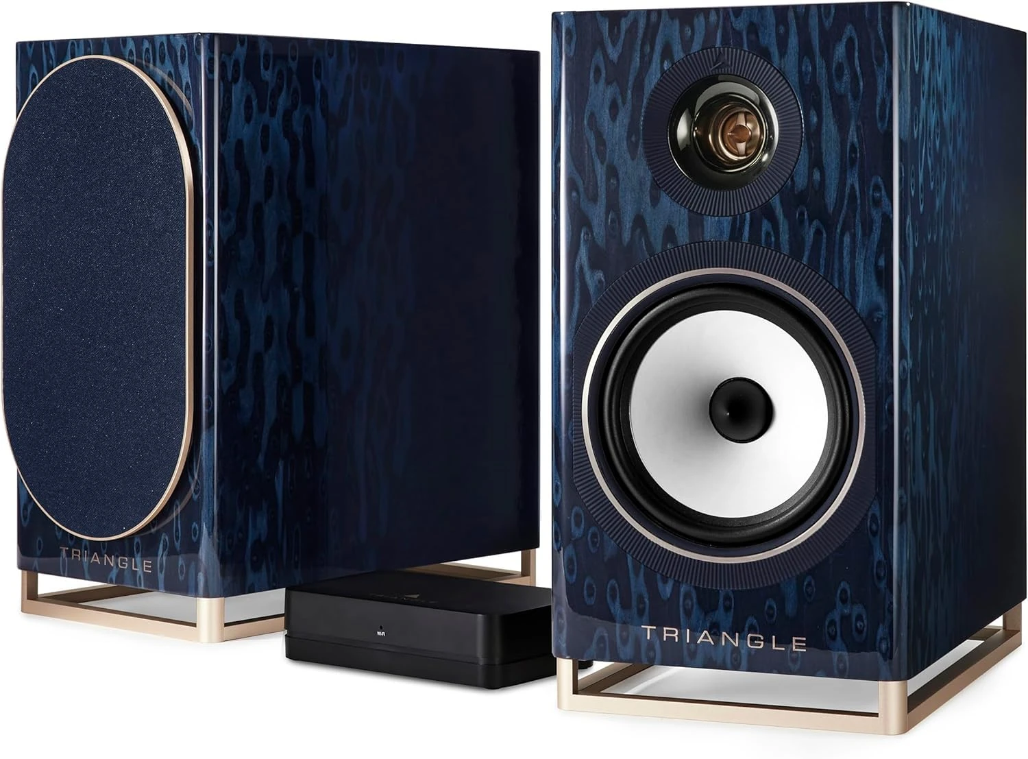 Triangle - Capella Connected Speakers - Wireless 2 x 100W Bookcase - Wi-Fi & Bluetooth - Airplay - Arc and Optical TV – Made in France - 200 x 380 x 315 mm – Astral Blue (Pair)