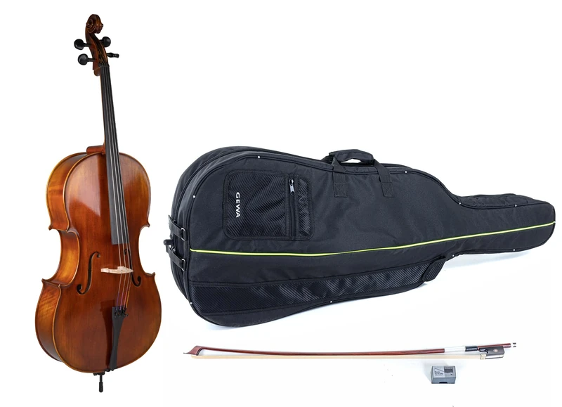 GEWA cello, cello set Allegro Antique VC1-3/4 ready to play incl. bag, Massaranduba bow, Larsen Aurora strings