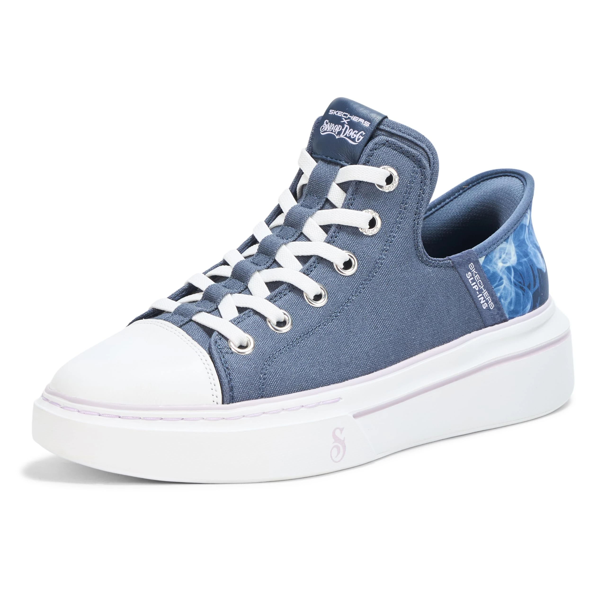 Skechers Women's Dogg: Snoop One-boss Life Canvas Hands Free Slip-ins Sneaker, Navy, 3 UK