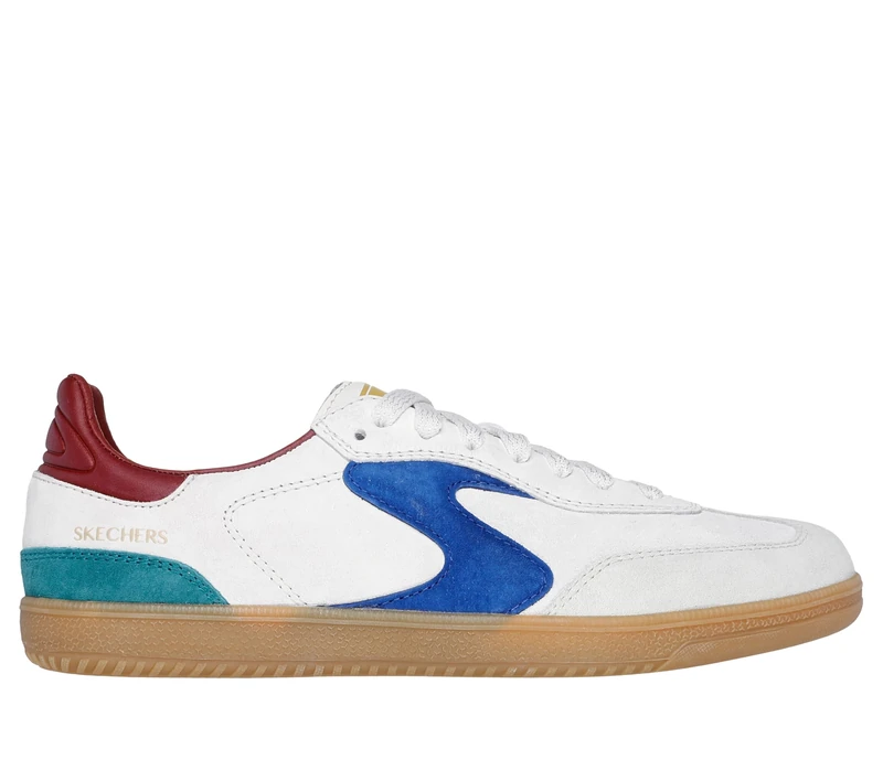 Skechers Women's Hotshot for The Win Sneaker, Light Gray Leather/Multi Trim, 4 UK