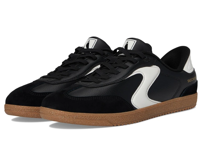 Skechers Women's Hotshot Perfect Choice Slip-On Sneakers, Black Duraleather/White Leather/Trim, 3.5 UK