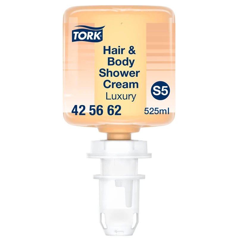 Tork Luxury Hair and Body Mini Shower Cream S5, 3-in-1 Shampoo, Conditioner and Shower Gel, 8 x 525ml, 425662