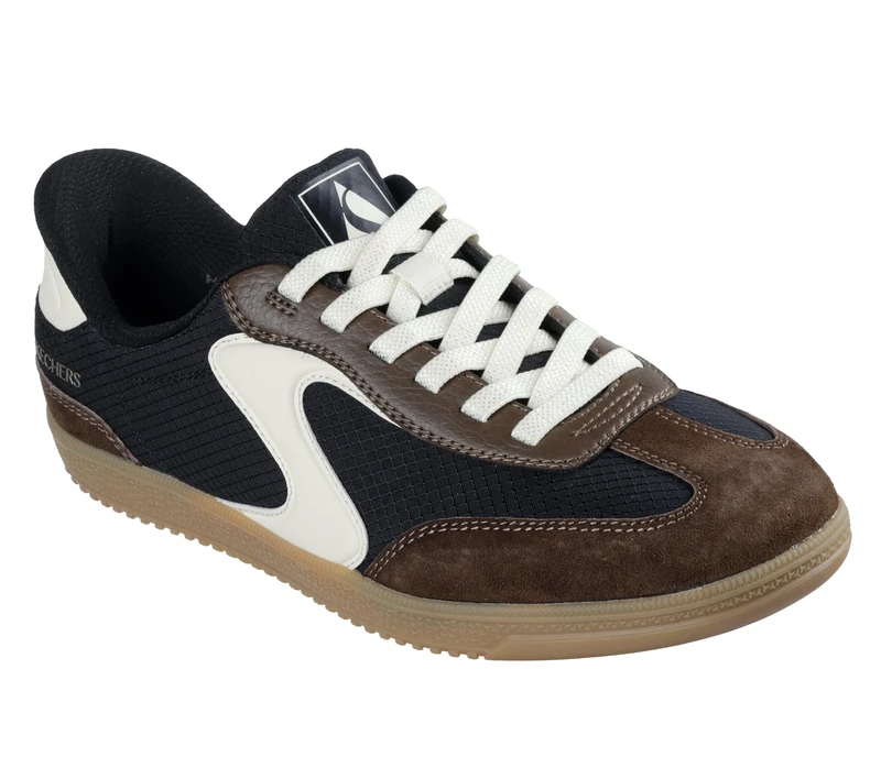 Skechers Women's Hotshot Everyday Ease Slip-On Sneakers, Black Nylon/Brown Leather/Trim, 4 UK