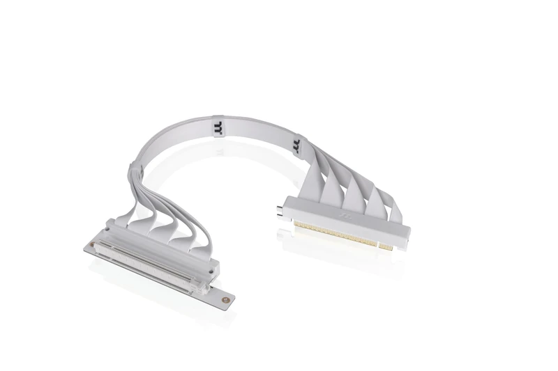 Thermaltake PCIe 4.0 Dual 90°Degree Connectors Riser Cable; White; 16Gbps High-Speed Transmission; 400mm; EMI Shielding; AC-077-CO6OTN-C1; 3 Year Warranty