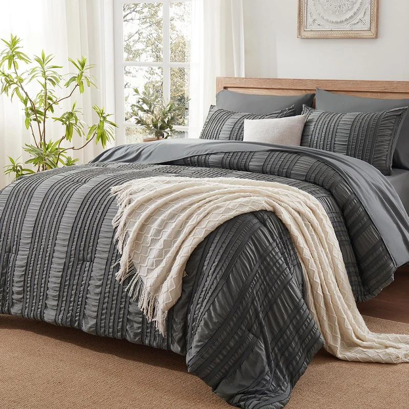 DHSFKBE Dark Grey-King Comforter Sets