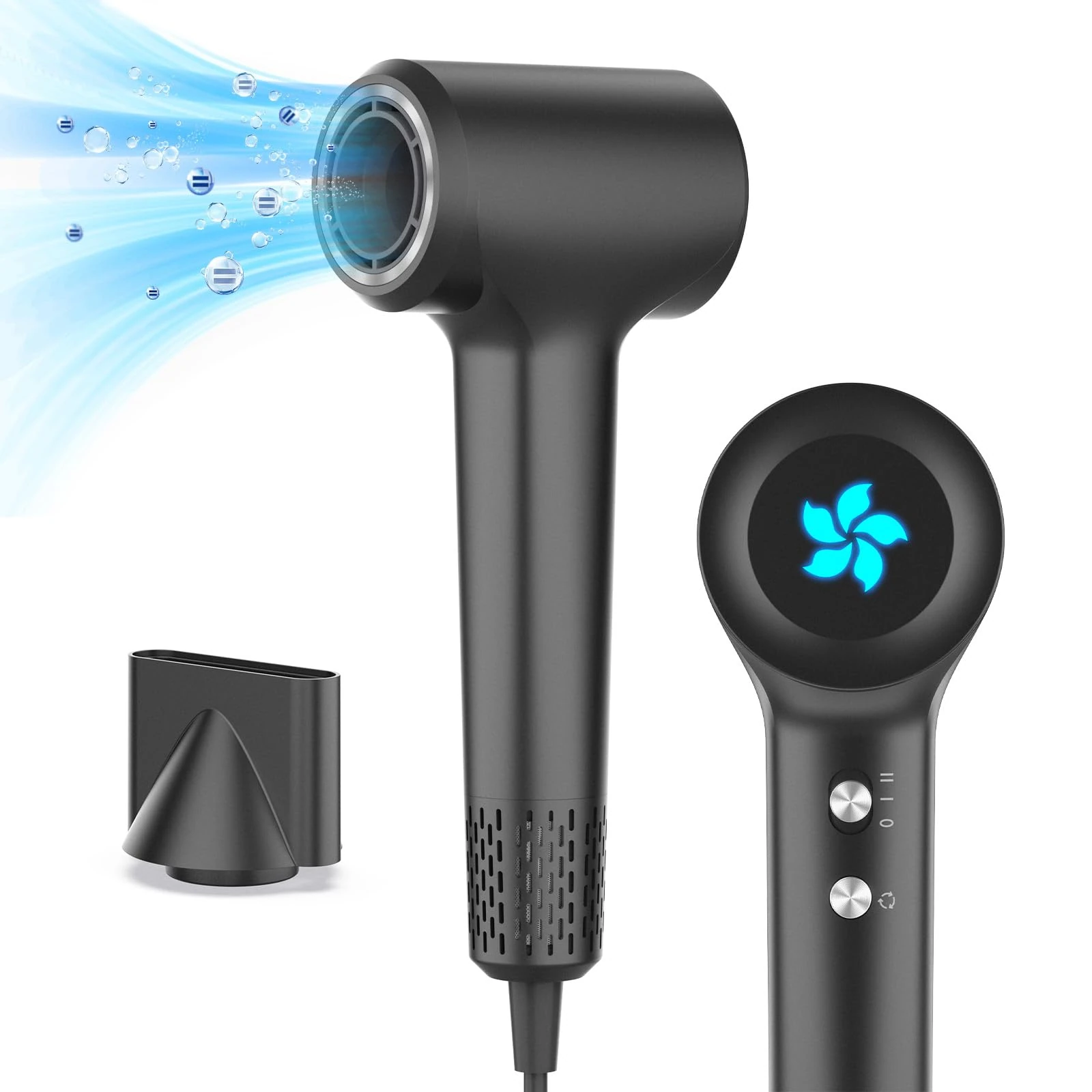 Hair Dryer, Ionic Hairdryer, 400 Million Professional Plasma Hair Dryer, 110,000 RPM Fast Drying Brushless Motor, 57dB Low Noise Blow Dryer for Women, Man, Travel and Home