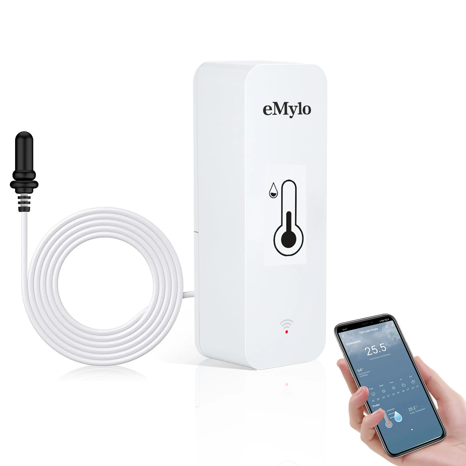 Chatthen Room Thermometer, Smart Humidity Meter App Monitor, Free Data Export Fahrenheit/Celsius(℉/℃), Wifi Baby Room Thermometer for Indoor Outdoor Greenhouse, Fish Tank, Fridge, White 1 Pack