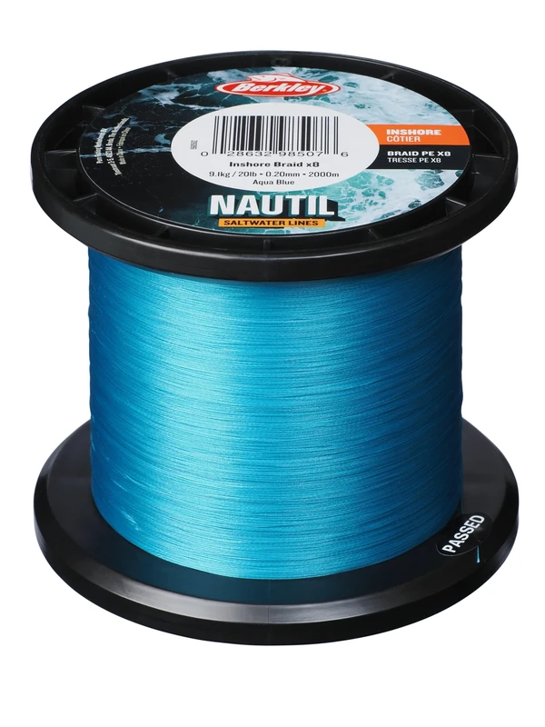 Berkley Nautil Inshore Braid | Ultra-Soft & Strong Braided PE Fishing Line | Long Casting Distance | Saltwater & Freshwater Braided Line for Spinning & Casting Reels | 0.45mm | 80lb | 300m
