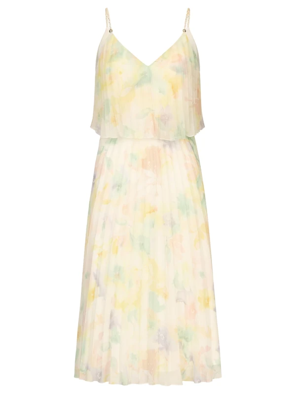 APART Fashion Women's Plisseekleid Dress - Vanilla-Multicoloured
