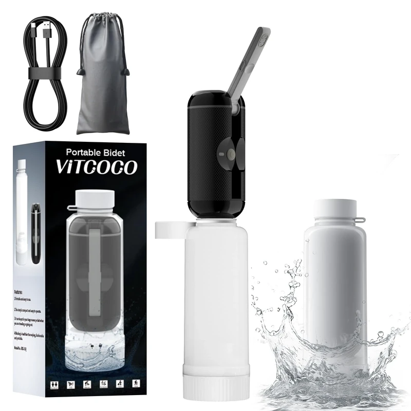 VITCOCO Portable Bidet, Rechargeable Mini Handheld Personal Travel Bidet, 2 Pressure Modes Electric Toilet Sprayer for Personal Hygiene Clean, Baby Wash, Soothing Postpartum Care, Hemmoroid Treatment