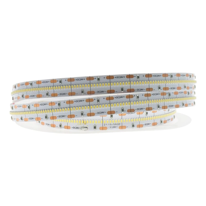 VoltShine LED Strip 24V DC SMD2110 Thick IP20 560 LEDs/m – 5 Metres – White Light 6000K, Ideal for Decorative and Ambient Lighting.