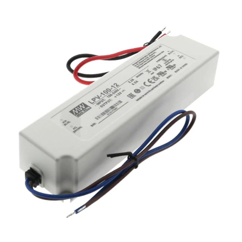 Power supply 100W 12V DC IP67 for LED strips, ideal for outdoor and decorative lighting in humid environments. - Image 1