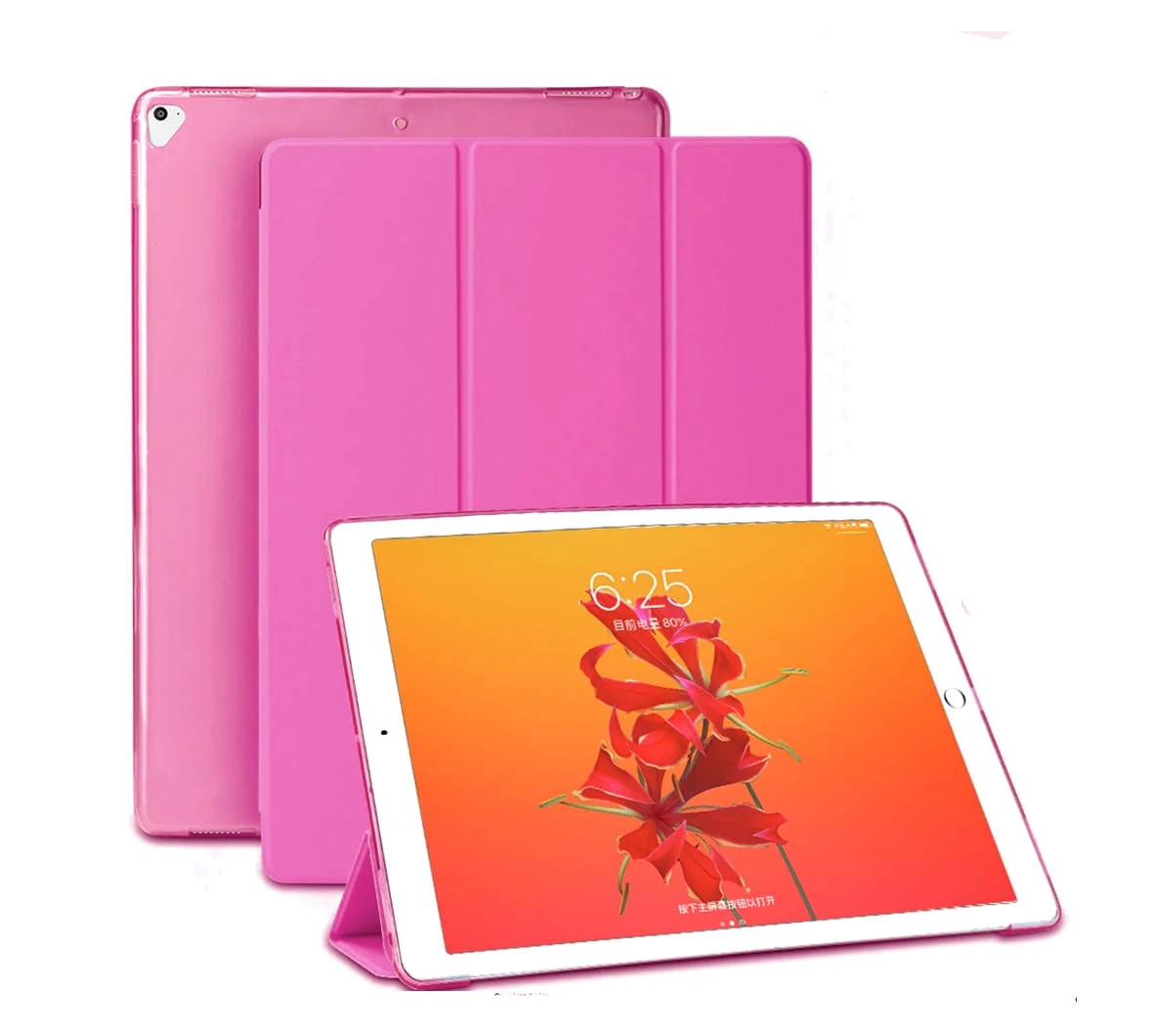 SU Ultra Slim Case for iPad Pro 12.9 2nd Generation 2017/1st Generation 2015(Model: A1584 A1652 A1670 A1671 A1821) With Stand Smart and Translucent Frosted Back Cover (Pink)