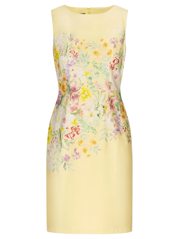 APART Fashion Women's Printed Etuikleid Dress - Vanilla-Multicoloured