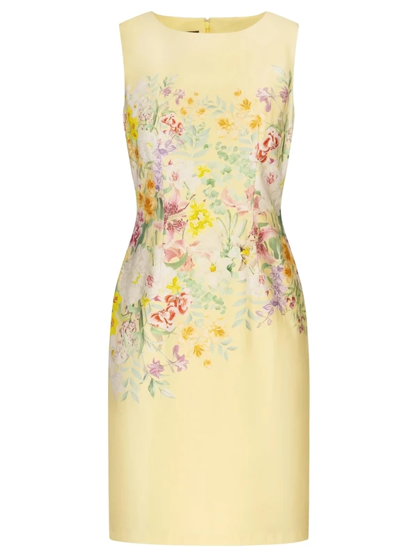 APART Fashion Women's Bedrucktes Etuikleid Dress, Vanilla-Multicoloured, 10