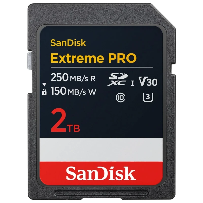SanDisk Extreme PRO SDXC Card, 2TB SD Card, UHS-I (V30 Memory Card, Speeds up to 250 MB/s, 4K UHD Videos) RescuePro Deluxe, SanDisk QuickFlow-Technology, U3, V30