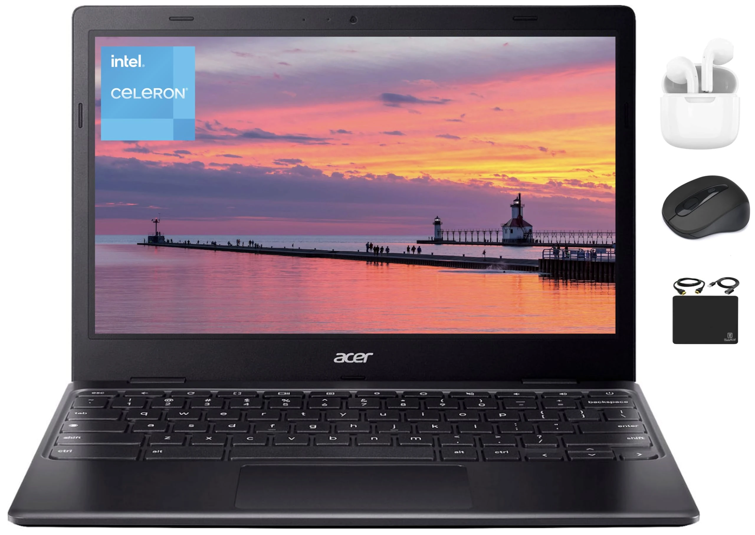acer 311 Chromebook 2025 Flagship Slim Light Laptop, 11.6" HD Display, Dual-Core Intel N4500 Processor (Upto 2.80GHz), 4GB RAM, 64GB eMMC, Wi-Fi 5, Webcam 8+ Hrs Battery, Chrome OS +HubxcelAccessory