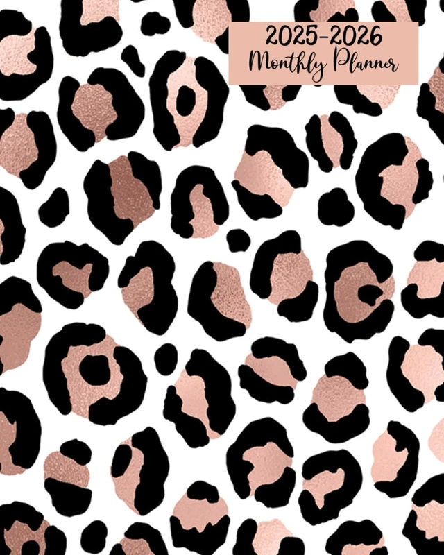 Monthly Planner 2025-2026: Rose Gold Leopard Cheetah Print ~ Cute Calendar For Women, Animal Theme ~ 24 Months: 2025 - 2026 | Large 2 Year Agenda with Notes, To Do Lists, Contacts and Password Log