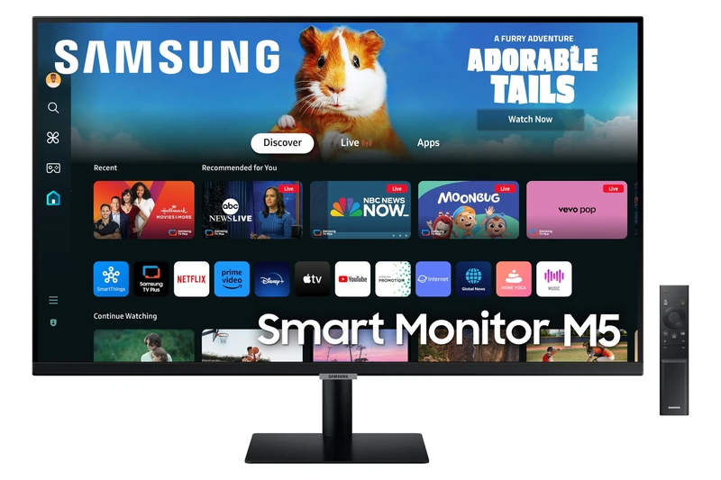 Samsung LS27DM500EUXXU 27" Full HD HDR10 Smart Monitor with Speakers - 1920x1080, USB, HDMI, WiFi, Bluetooth, Remote Control, Smart Hub for TV streaming, Catch Up Apps and Gaming Hub