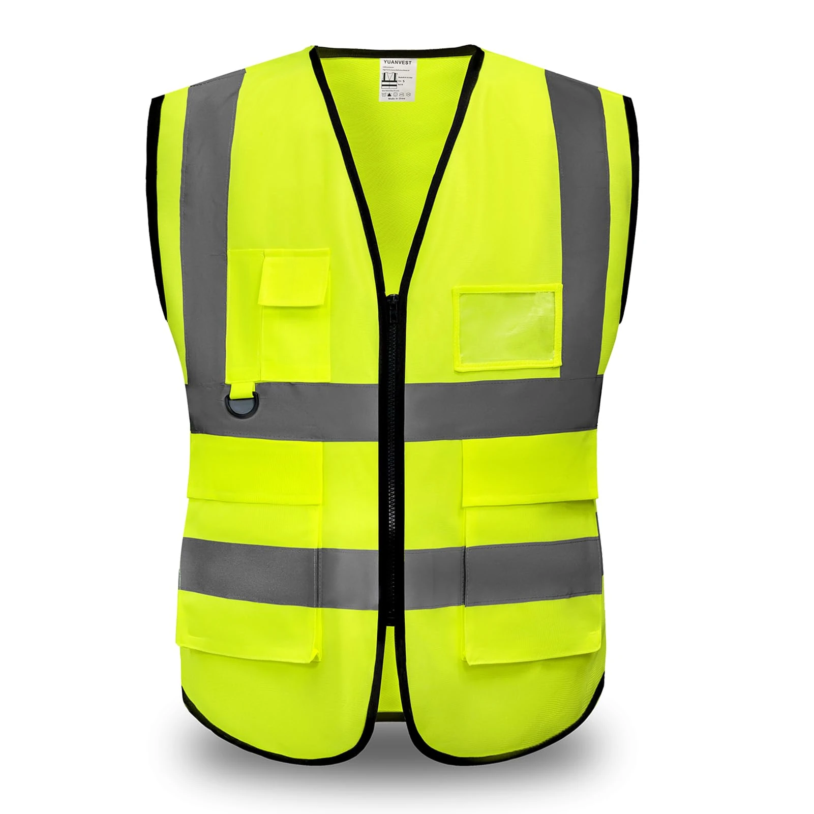 YUANVEST Hi Vis Vests for Men Women 5 Pockets,High Visibility Reflective Safety Security Vest,2-inch Reflective Strip High Visibility Vest,Meets ANSI/ISEA Standards (Yellow, S)