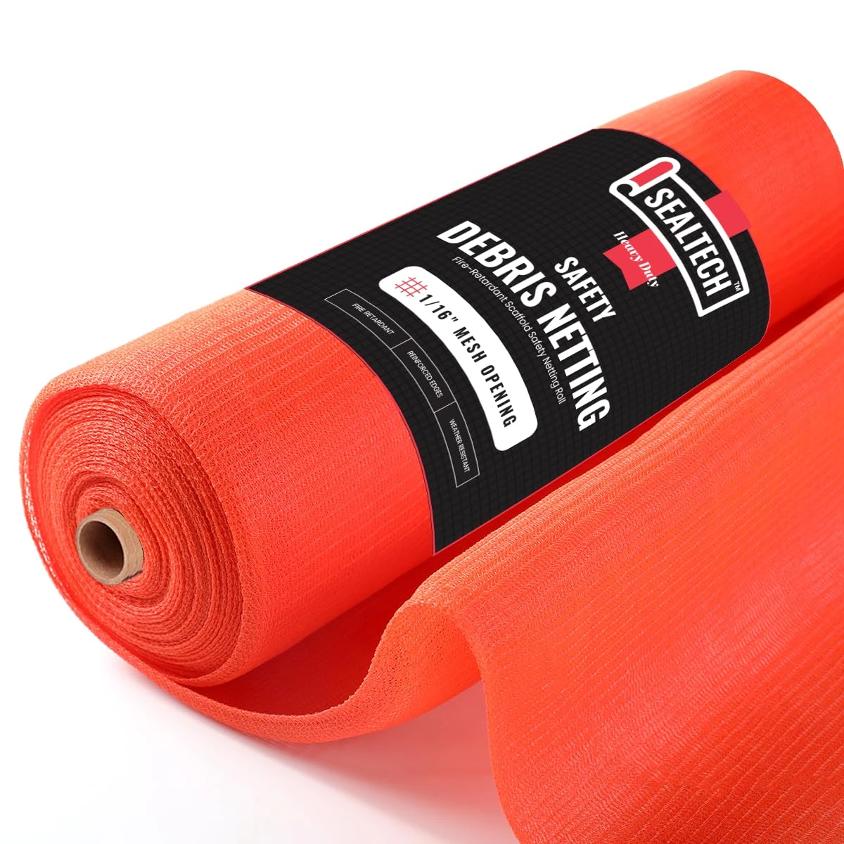 SEALTECH Heavy Duty Safety Debris Netting Rolls - Fire Retardant,1/16" Mesh roll, for Scaffold Enclosure, Visibility Barrier, for Construction & Agricultural Use. (Orange-5 ft X 200 ft)