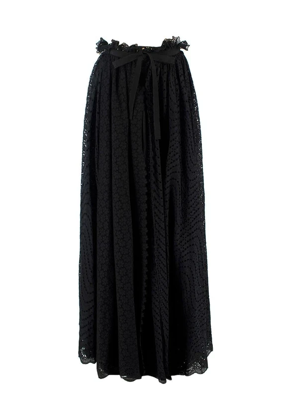 Dior Pre-Loved Christian Black Broderie Anglaise Maxi Skirt
