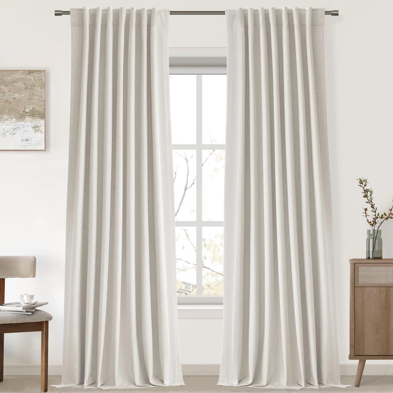 UHITECH Cream Blackout Curtains for Bedroom 86 Inch Long 2 Panels Set