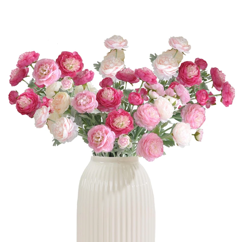 Molilito Artificial Flowers Silk Peony Pink Flowers Combo Rose Red Silk Flowers Bouquet 20Pcs 60Heads Fake Peonies for Faux Floral Arrangements Home Table Kitchen Wedding Party Farmhouse Decor
