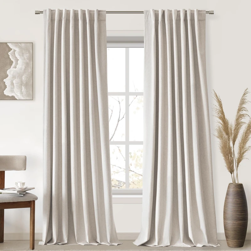 UHITECH Blackout Curtains for Living Room 86 Inch Long 2 Panels Set, Ivory